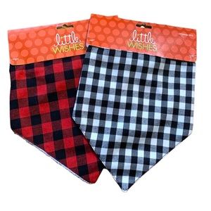 NWT little WISHES Dog/Pet Buffalo Bandanas *SET of 2 *